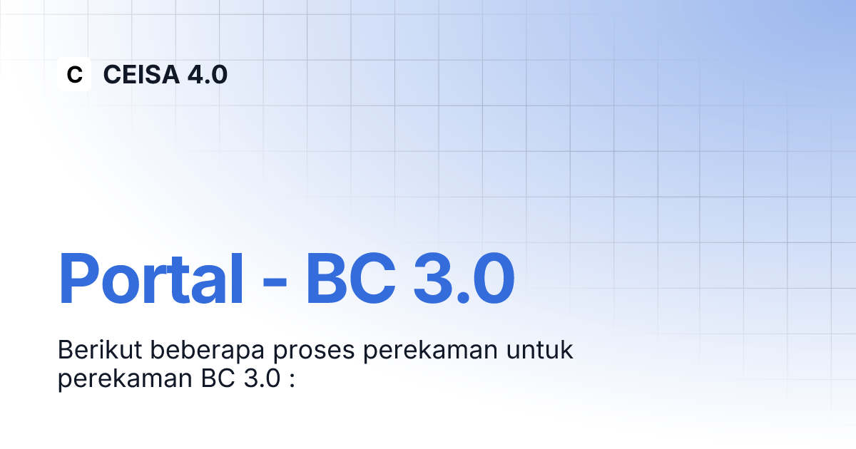 Portal bc 3 0 ceisa 4 0